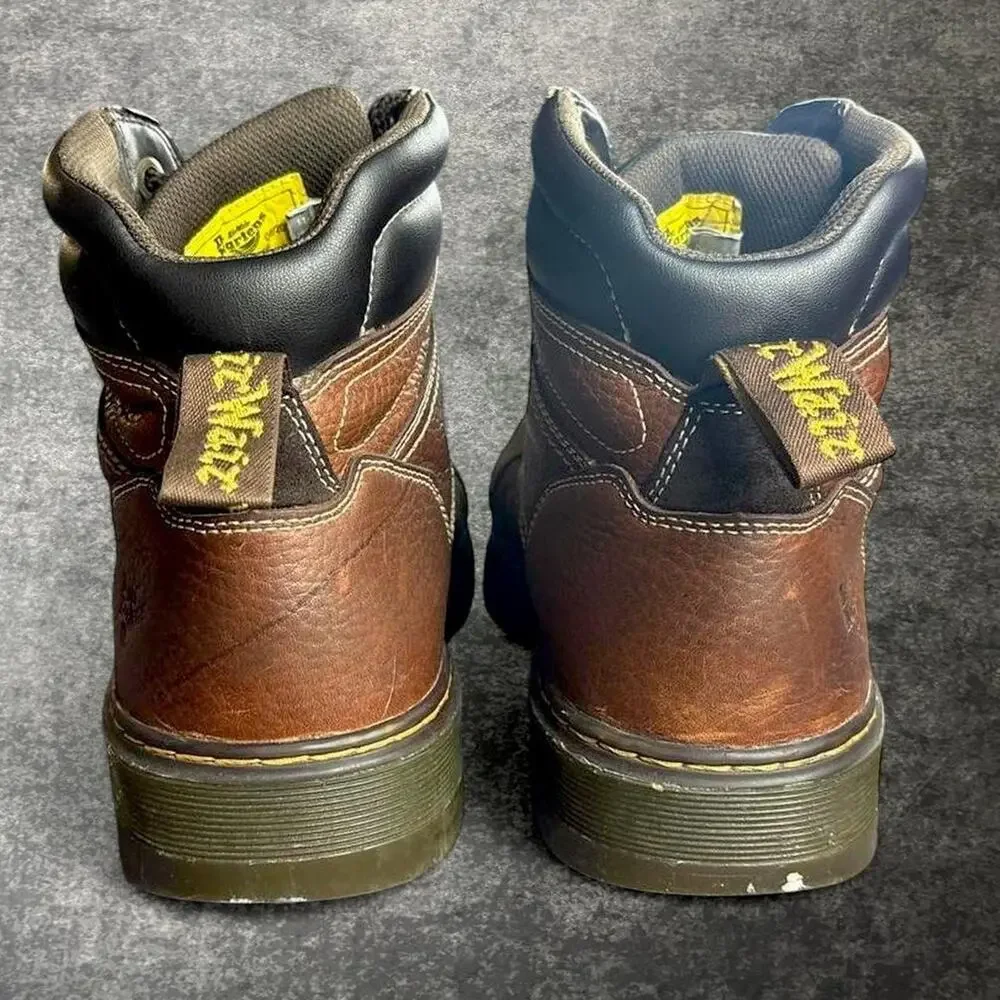 Dr Martens Industrial Men’s 11 Brown Leather Steel Toe Work Boots Slip Resistant